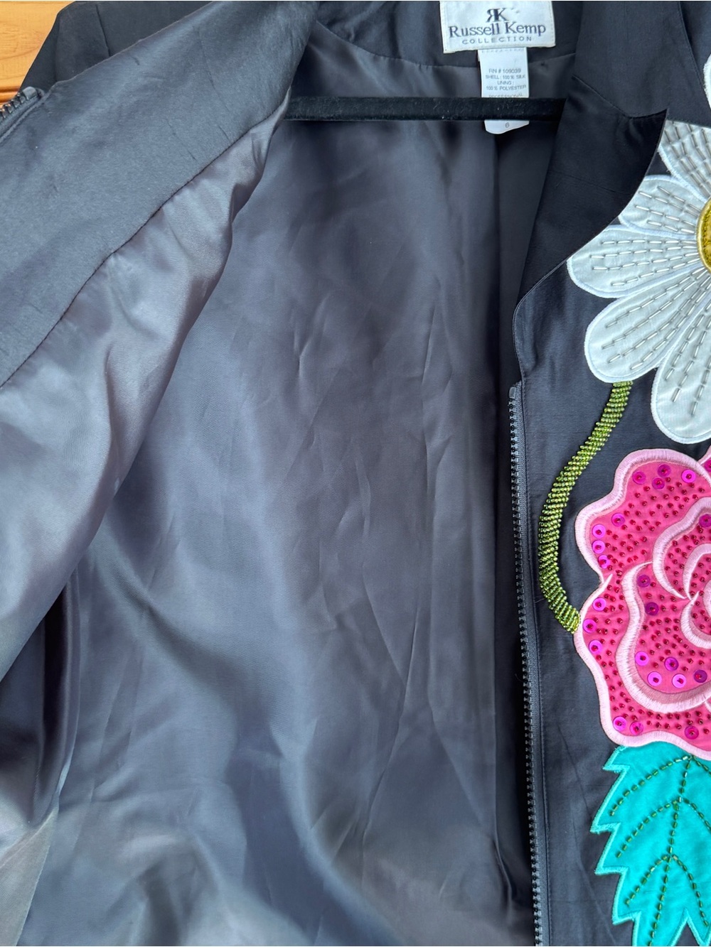 Russell Kemp Y2K Silk Jacket 6 NWT Beaded Floral Maximalist Art to Wear Vintage - Picture 8 of 16